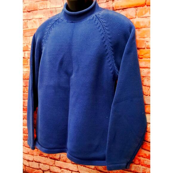 J.CREW Sweater Men's Medium Blue Knitted Ribbed Cuff & Hem Roll Neck Classic Fit - Picture 6 of 6